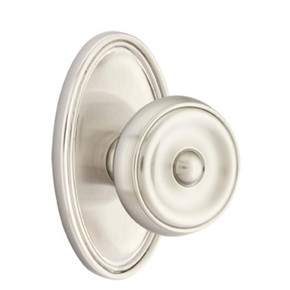 Emtek 8220-W-US15 Waverly Door Knob Privacy Set With Oval Rosette Satin Nickel