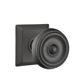 Emtek 8231-W-US19 Waverly Door Knob Privacy Set With Quincy Rosette Flat Black