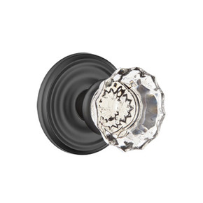 Emtek 8050-AS-US19 Astoria Clear Crystal Door Knob Dummy Set With Regular Rosette Flat Black