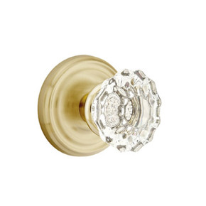 Emtek 8050-AS-US4 Astoria Clear Crystal Door Knob Dummy Set With Regular Rosette Satin Brass