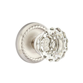 Emtek 8051-AS-US15 Astoria Clear Crystal Door Knob Dummy Set With Rope Rosette Satin Nickel