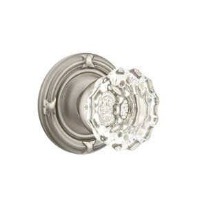 Emtek 8057-AS-US15A Astoria Clear Crystal Door Knob Dummy Set With Ribbon & Reed Rosette Pewter