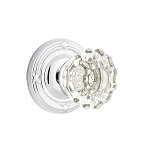Emtek 8057-AS-US26 Astoria Clear Crystal Door Knob Dummy Set With Ribbon & Reed Rosette Polished Chrome