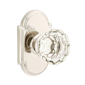 Emtek 8058-AS-US14 Astoria Clear Crystal Door Knob Dummy Set With #8 Rosette Polished Nickel