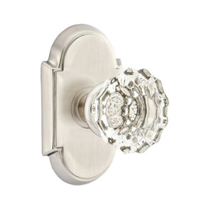 Emtek 8058-AS-US15 Astoria Clear Crystal Door Knob Dummy Set With #8 Rosette Satin Nickel