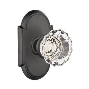 Emtek 8058-AS-US19 Astoria Clear Crystal Door Knob Dummy Set With #8 Rosette Flat Black