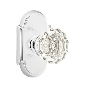 Emtek 8108-AS-US26 Astoria Clear Crystal Door Knob Passage Set With #8 Rosette Polished Chrome