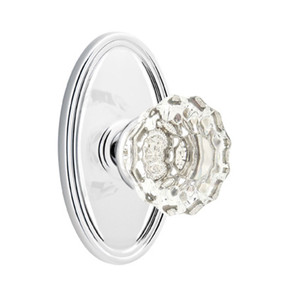 Emtek 8120-AS-US26 Astoria Clear Crystal Door Knob Passage Set With Oval Rosette Polished Chrome