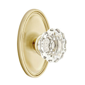 Emtek 8120-AS-US4 Astoria Clear Crystal Door Knob Passage Set With Oval Rosette Satin Brass