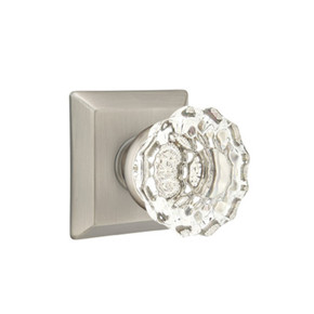 Emtek 8131-AS-US15A Astoria Clear Crystal Door Knob Passage Set With Quincy Rosette Pewter
