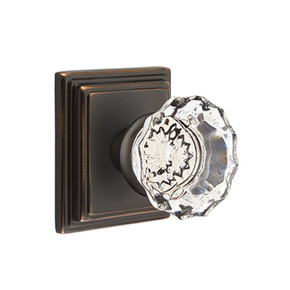 Emtek 8161-AS-US10B Astoria Clear Crystal Door Knob Passage Set With Wilshire Rosette Oil Rubbed Bronze
