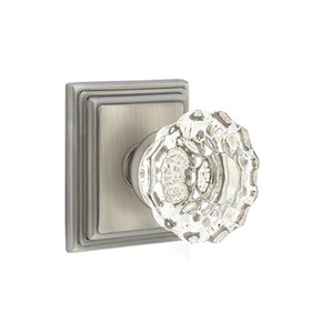 Emtek 8161-AS-US15A Astoria Clear Crystal Door Knob Passage Set With Wilshire Rosette Pewter