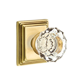 Emtek 8161-AS-US7 Astoria Clear Crystal Door Knob Passage Set With Wilshire Rosette French Antique