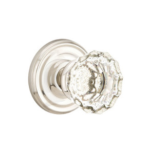 Emtek 8200-AS-US14 Astoria Clear Crystal Door Knob Privacy Set With Regular Rosette Polished Nickel
