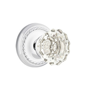 Emtek 8201-AS-US26 Astoria Clear Crystal Door Knob Privacy Set With Rope Rosette Polished Chrome
