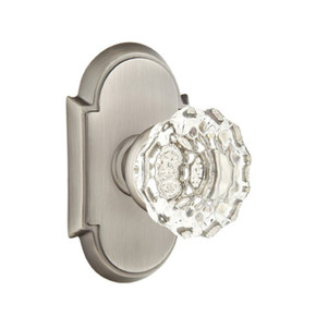 Emtek 8208-AS-US15A Astoria Clear Crystal Door Knob Privacy Set With #8 Rosette Pewter