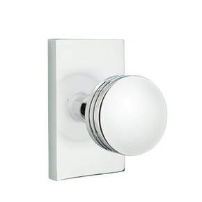 Emtek 5052-BN-US26 Bern Door Knob Dummy Set With Modern Rectangular Rosette Polished Chrome