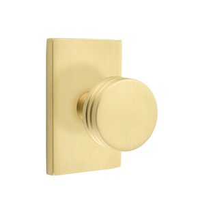 Emtek 5052-BN-US4 Bern Door Knob Dummy Set With Modern Rectangular Rosette Satin Brass