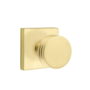 Emtek 5210-BN-US4 Bern Door Knob Privacy Set With Square Rosette Satin Brass