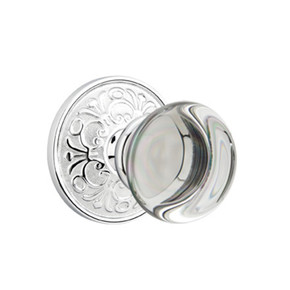 Emtek 8056-PC-US26 Providence Crystal Door Knob Dummy Set With Lancaster Rosette Polished Chrome