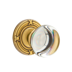 Emtek 8057-PC-US7 Providence Crystal Door Knob Dummy Set With Ribbon & Reed Rosette French Antique