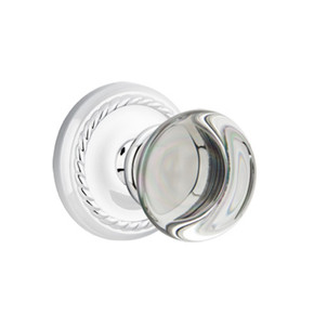 Emtek 8101-PC-US26 Providence Crystal Door Knob Passage Set With Rope Rosette Polished Chrome