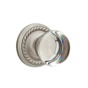Emtek 8201-PC-US15A Providence Crystal Door Knob Privacy Set With Rope Rosette Pewter