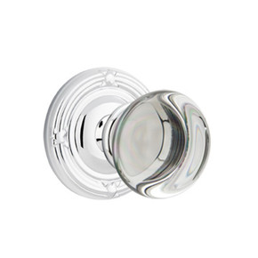 Emtek 8207-PC-US26 Providence Crystal Door Knob Privacy Set With Ribbon & Reed Rosette Polished Chrome