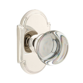 Emtek 8208-PC-US14 Providence Crystal Door Knob Privacy Set With #8 Rosette Polished Nickel