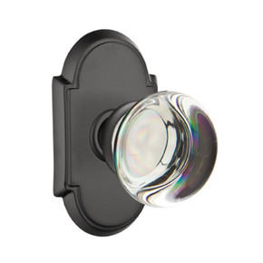 Emtek 8208-PC-US19 Providence Crystal Door Knob Privacy Set With #8 Rosette Flat Black