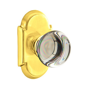 Emtek 8208-PC-US3 Providence Crystal Door Knob Privacy Set With #8 Rosette Polished Brass