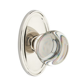 Emtek 8220-PC-US14 Providence Crystal Door Knob Privacy Set With Oval Rosette Polished Nickel