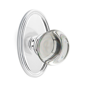 Emtek 8220-PC-US26 Providence Crystal Door Knob Privacy Set With Oval Rosette Polished Chrome