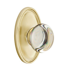 Emtek 8220-PC-US4 Providence Crystal Door Knob Privacy Set With Oval Rosette Satin Brass