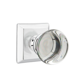 Emtek 8231-PC-US26 Providence Crystal Door Knob Privacy Set With Quincy Rosette Polished Chrome