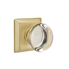 Emtek 8231-PC-US4 Providence Crystal Door Knob Privacy Set With Quincy Rosette Satin Brass