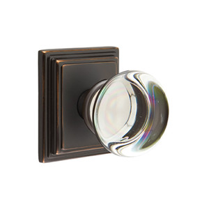 Emtek 8561-PC-US10B Providence Crystal Door Knob Dummy Set With Wilshire Rosette Oil Rubbed Bronze