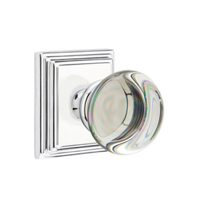 Emtek 8561-PC-US26 Providence Crystal Door Knob Dummy Set With Wilshire Rosette Polished Chrome