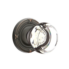 Emtek 8057-GT-US10B Georgetown Crystal Door Knob Dummy Set With Ribbon & Reed Rosette Oil Rubbed Bronze