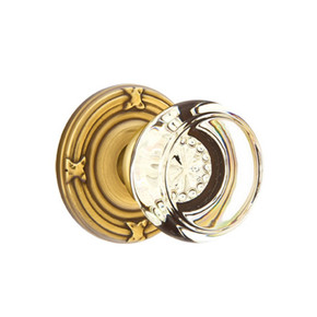 Emtek 8057-GT-US7 Georgetown Crystal Door Knob Dummy Set With Ribbon & Reed Rosette French Antique