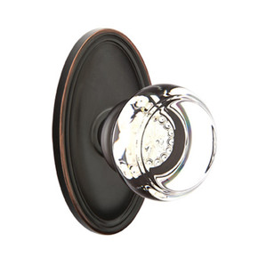 Emtek 8520-GT-US10B Georgetown Crystal Door Knob Dummy Set With Oval Rosette Oil Rubbed Bronze