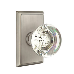Emtek 8521-GT-US15A Georgetown Crystal Door Knob Dummy Set With Rectangular Rosette Pewter