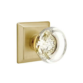 Emtek 8531-GT-US4 Georgetown Crystal Door Knob Dummy Set With Quincy Rosette Satin Brass