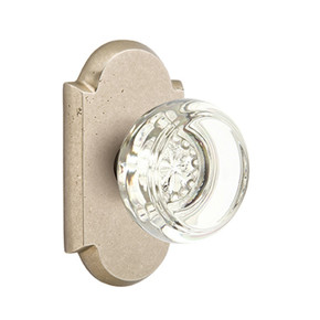 Emtek 7208-GT-TWB Georgetown Crystal Door Knob Privacy Set With Sandcast Bronze #1 Rosette Tumbled White Bronze