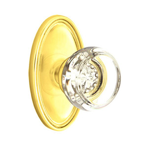 Emtek 8120-GT-US3 Georgetown Crystal Door Knob Passage Set With Oval Rosette Polished Brass