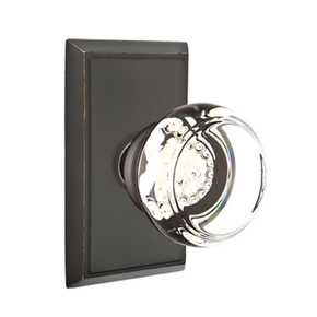 Emtek 8121-GT-US10B Georgetown Crystal Door Knob Passage Set With Rectangular Rosette Oil Rubbed Bronze