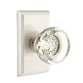 Emtek 8121-GT-US15 Georgetown Crystal Door Knob Passage Set With Rectangular Rosette Satin Nickel