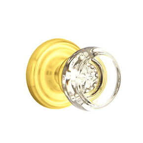 Emtek 8200-GT-US3 Georgetown Crystal Door Knob Privacy Set With Regular Rosette Polished Brass
