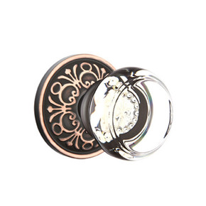 Emtek 8206-GT-US10B Georgetown Crystal Door Knob Privacy Set With Lancaster Rosette Oil Rubbed Bronze