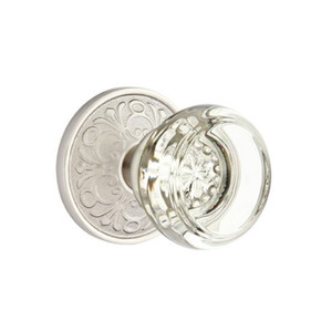 Emtek 8206-GT-US15 Georgetown Crystal Door Knob Privacy Set With Lancaster Rosette Satin Nickel